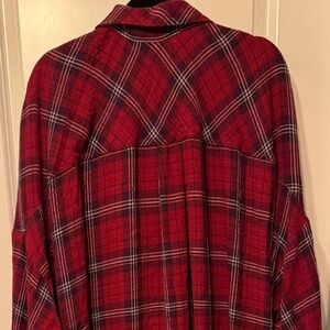 Torrid Lizzie-Style Crinkle Flannel Gauze Plaid Tunic Shirt